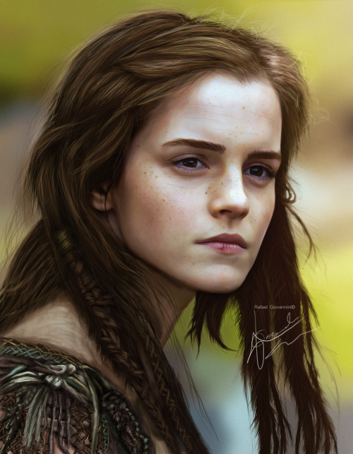 Digital painting emma watson as ila in noah by rafaelgiovannini d7lbbjv